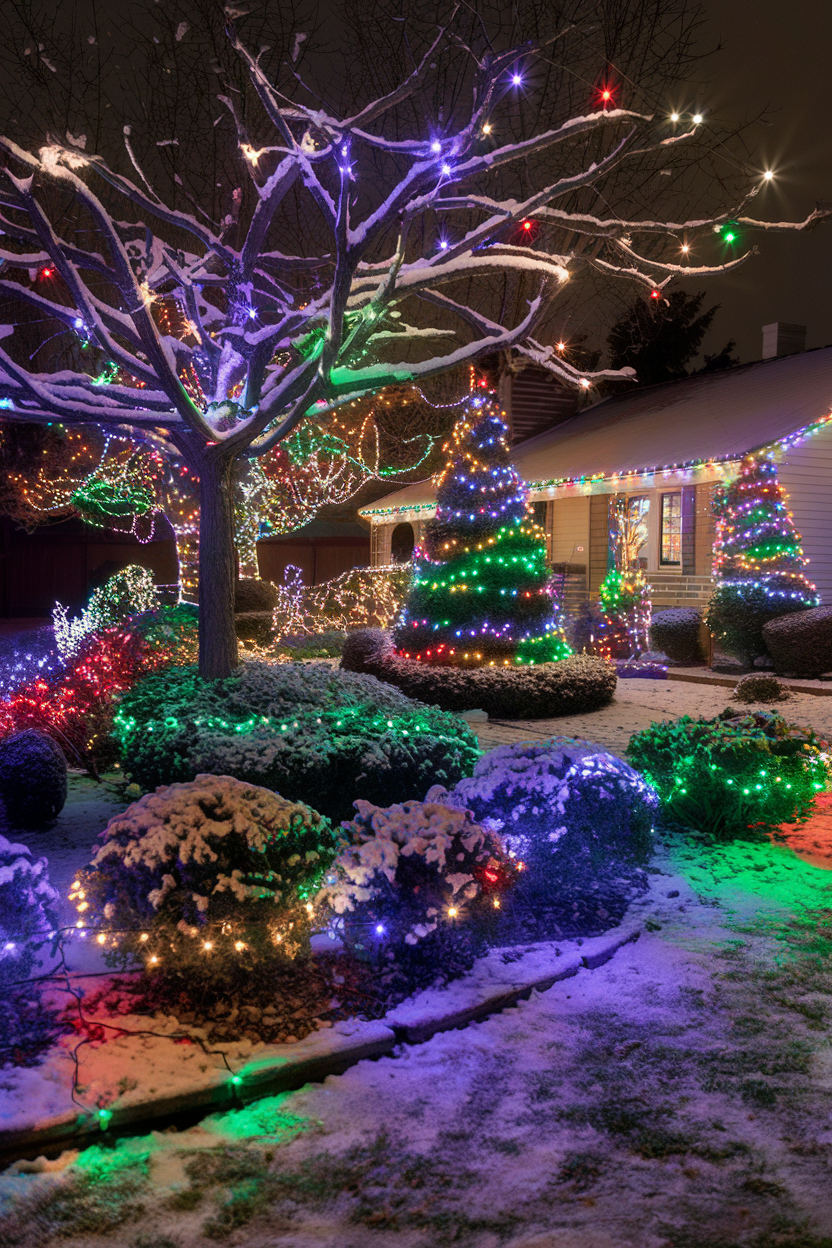 7. Incredible Light Show Front Yard Display